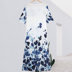 Jurk met V-hals en zak met print