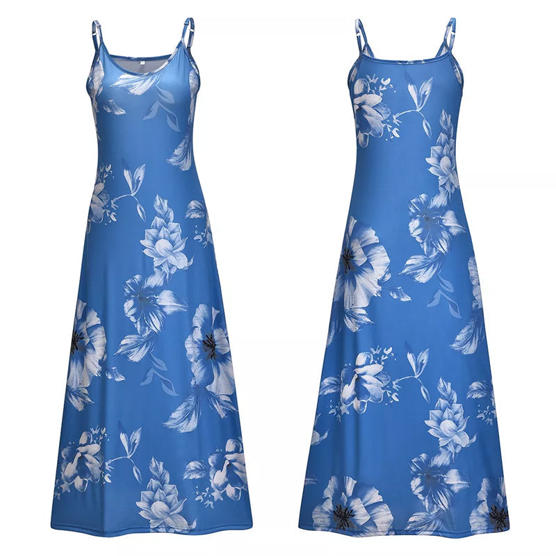 Maxi dress with bohemian sleeves and floral print