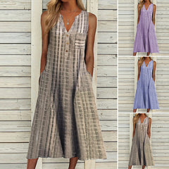 Sleeveless dress with V-neck