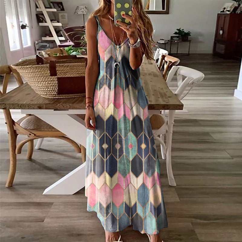 Mouwloze jurken met geometrische print voor dames
