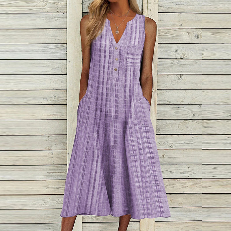 Sleeveless dress with V-neck