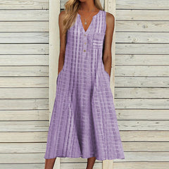 Sleeveless dress with V-neck