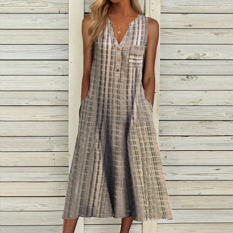 Sleeveless dress with V-neck