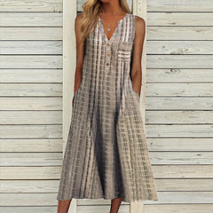 Sleeveless dress with V-neck