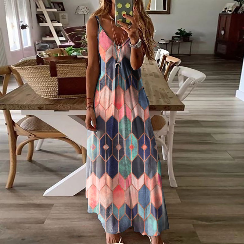 Mouwloze jurken met geometrische print voor dames