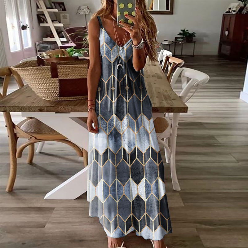 Mouwloze jurken met geometrische print voor dames
