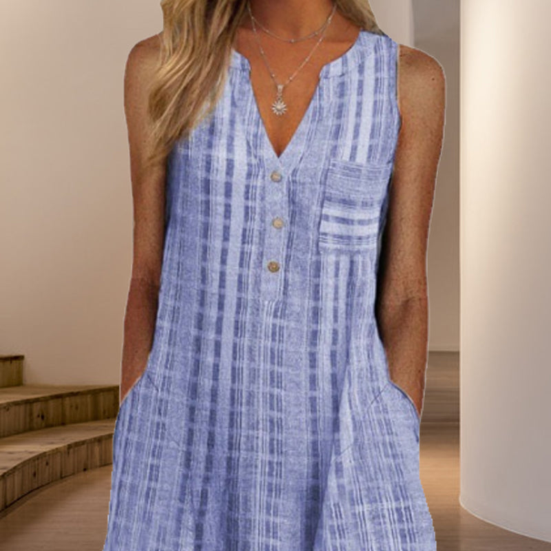 Sleeveless dress with V-neck