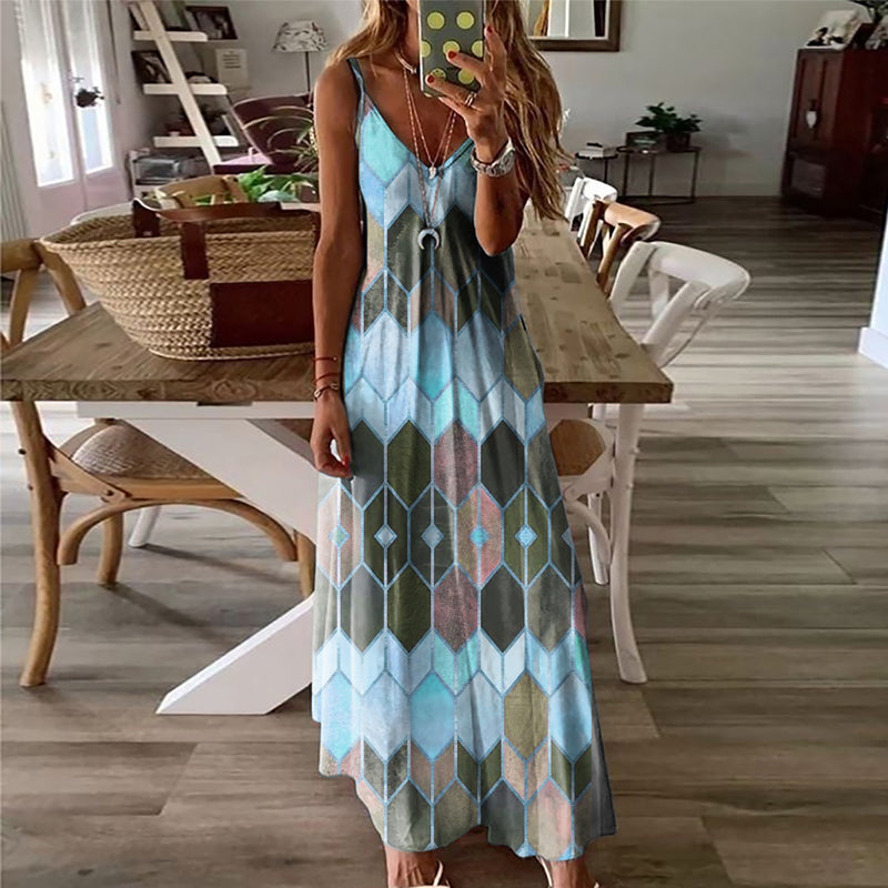 Mouwloze jurken met geometrische print voor dames
