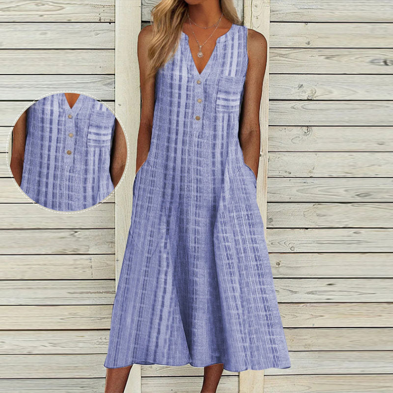 Sleeveless dress with V-neck