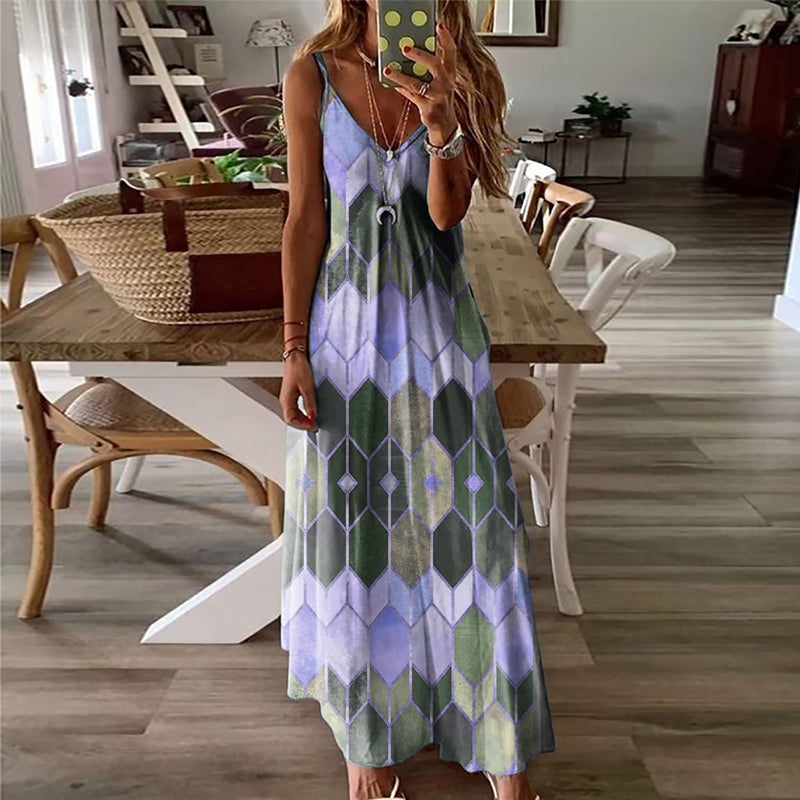 Mouwloze jurken met geometrische print voor dames