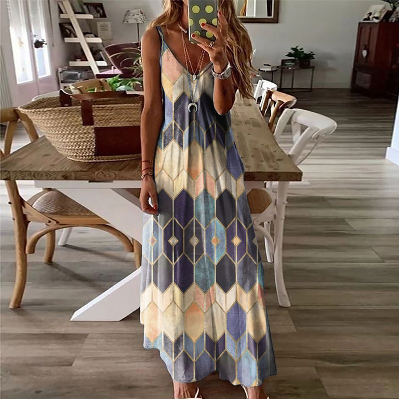 Mouwloze jurken met geometrische print voor dames