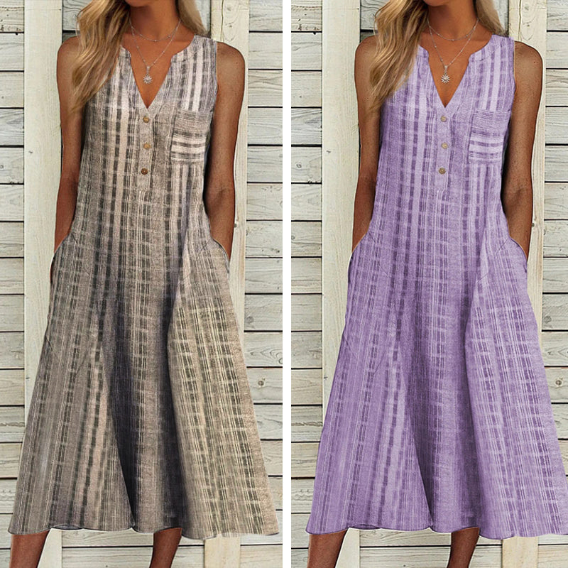 Sleeveless dress with V-neck