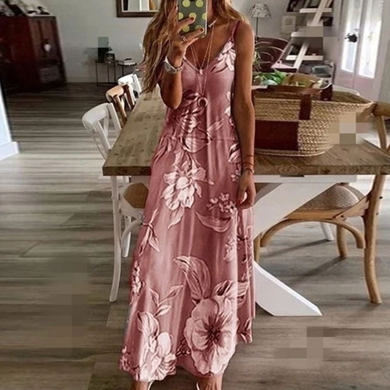 Maxi dress with bohemian sleeves and floral print