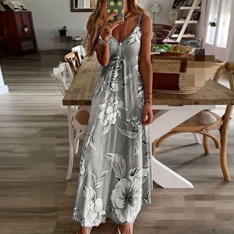 Maxi dress with bohemian sleeves and floral print