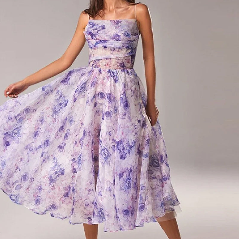 Sleeveless dress with print