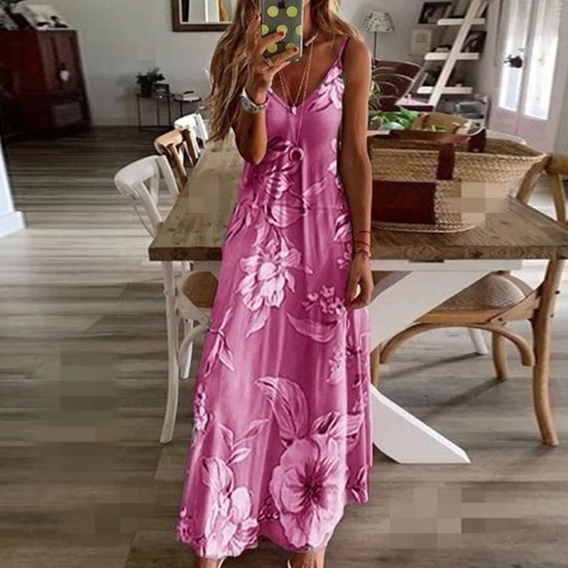 Maxi dress with bohemian sleeves and floral print