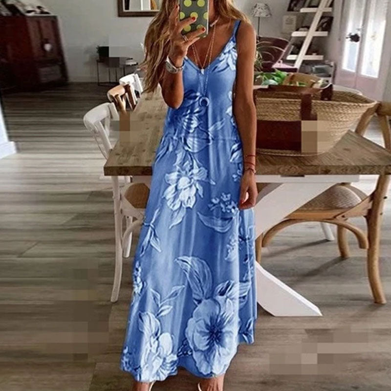 Maxi dress with bohemian sleeves and floral print