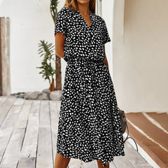 V-neck polka dot dress