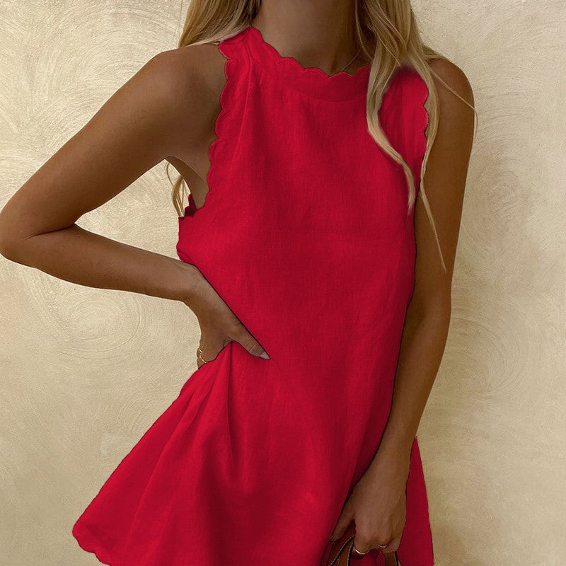 Sleeveless loose lace dress