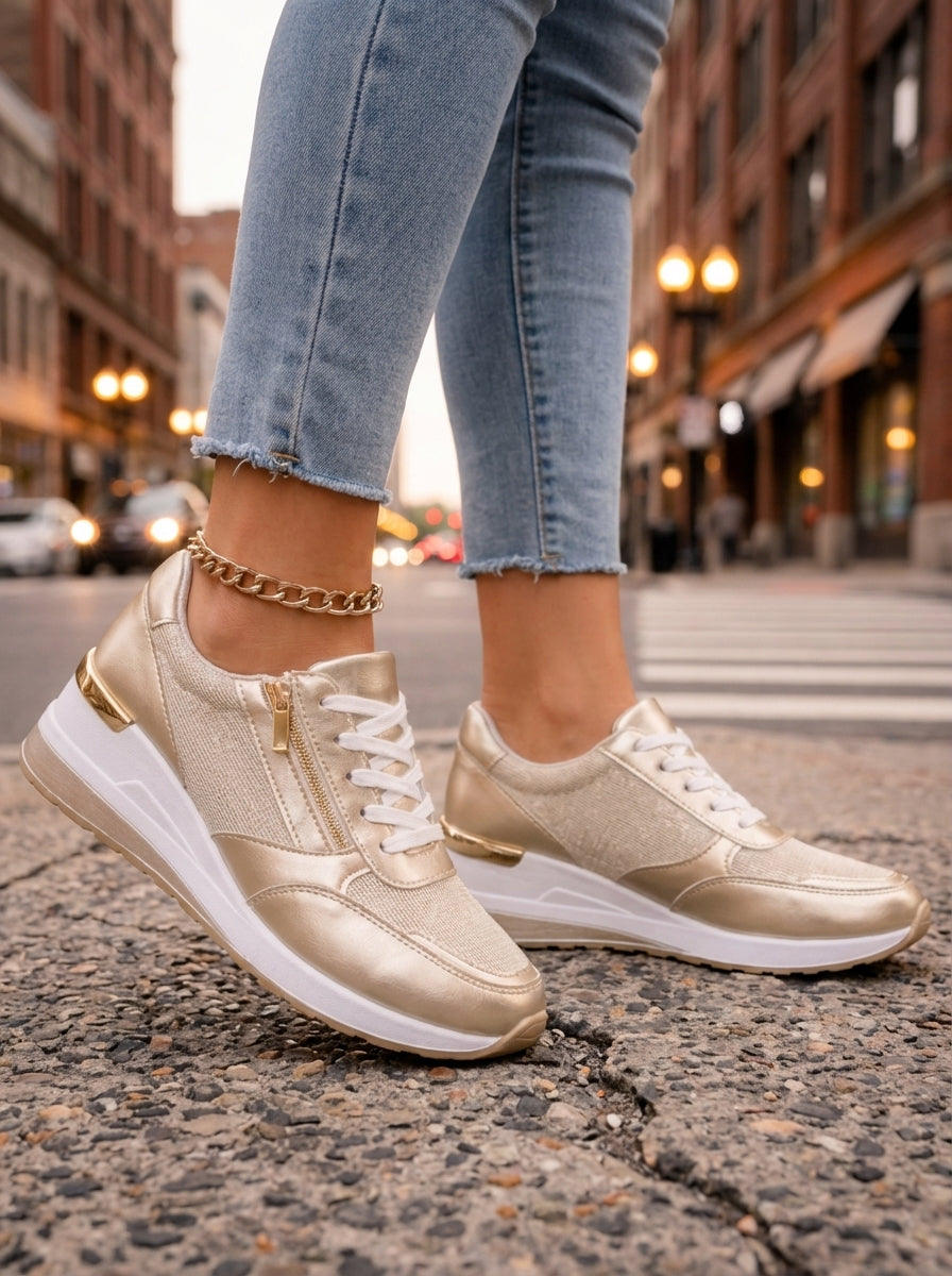 'Zaya' Metallic Runners | Gedempte Orthopedische Binnenzool | Seizoensfavoriet!