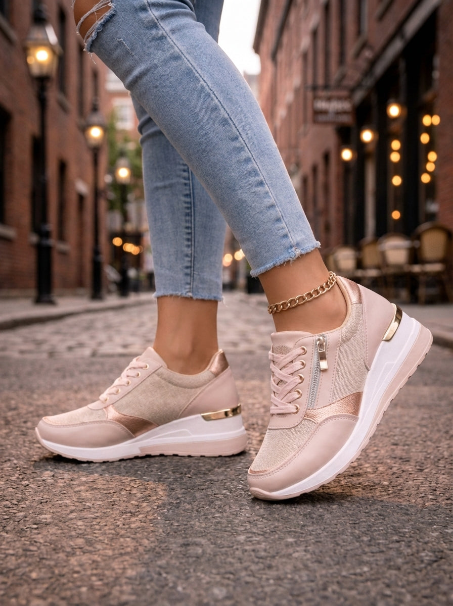 'Zaya' Metallic Runners | Gedempte Orthopedische Binnenzool | Seizoensfavoriet!