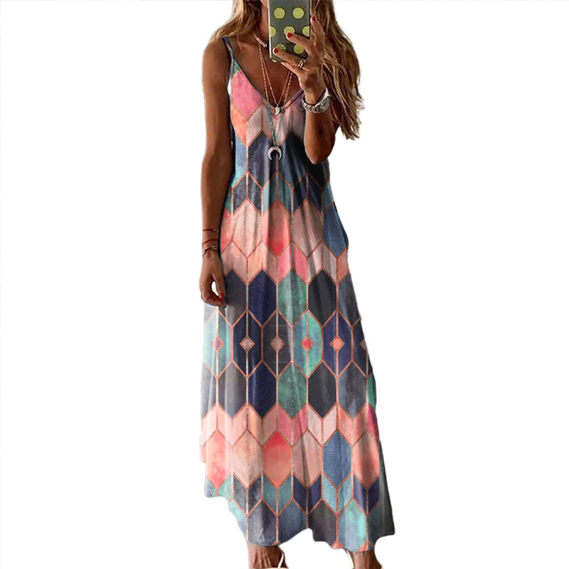 Mouwloze jurken met geometrische print voor dames