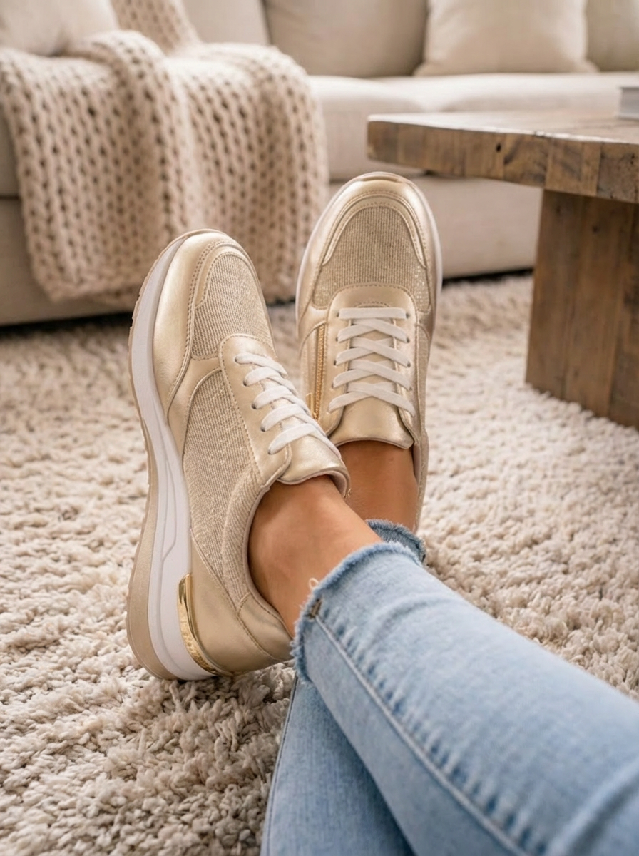 'Zaya' Metallic Runners | Gedempte Orthopedische Binnenzool | Seizoensfavoriet!