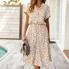 V-neck polka dot dress